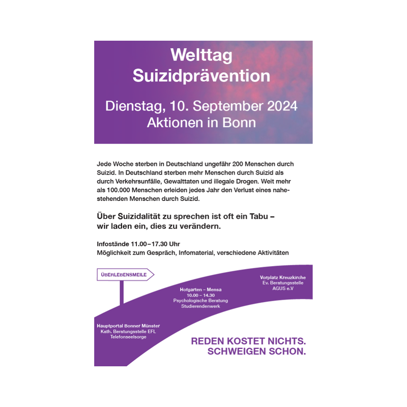 Welttag Suizidprävention 10. September 2024