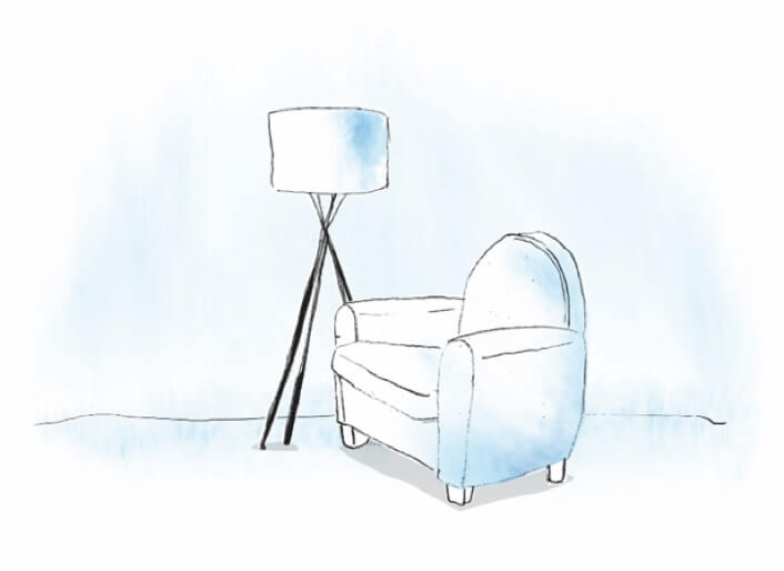 Illustration Sessel und Lampe